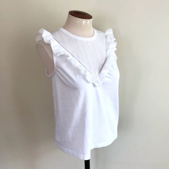 Rebecca Taylor Tops - La Vie Rebecca Taylor Ruffle Bib White Blouse